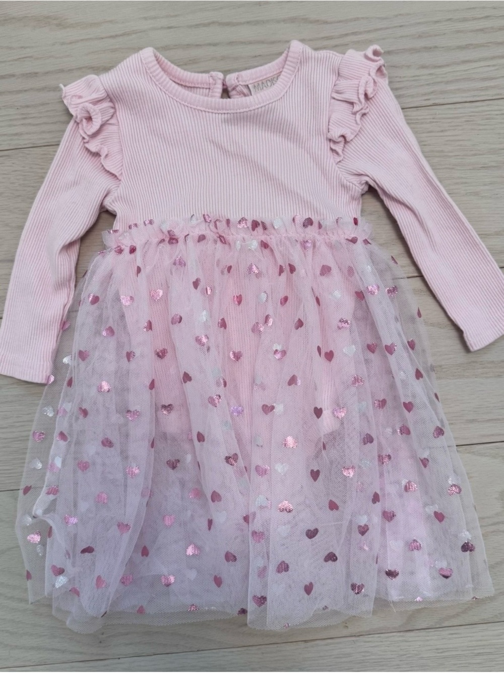 Madison Pink Long-Sleeve Tulle Heart Dress